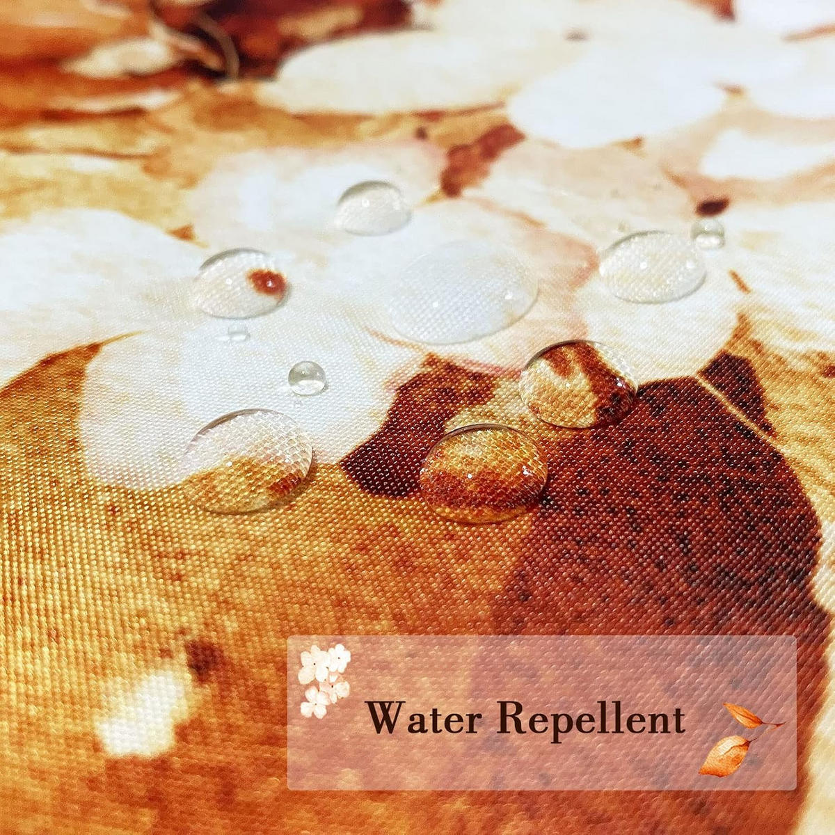DUSCHVORHANG Braun Aquarell Blätter Blumen Pflanzen Muster wasserdicht Dekoration Badezimmer mit Haken - Orange, Textil (180/200cm) - MCBOSON