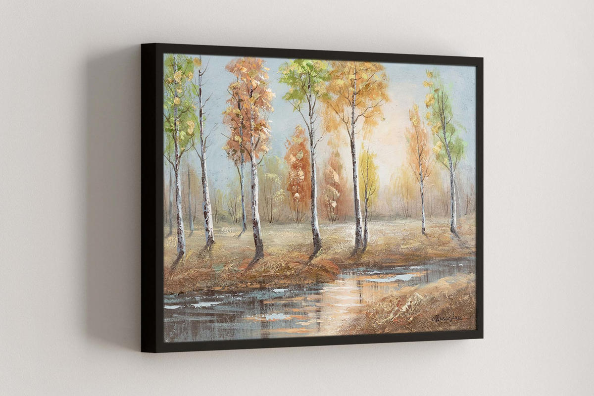 ACRYLBILD HANDGEMALT 90/60 cm - Goldfarben/Kupferfarben, Holz/Textil (90/60cm) - KUNSTLOFT