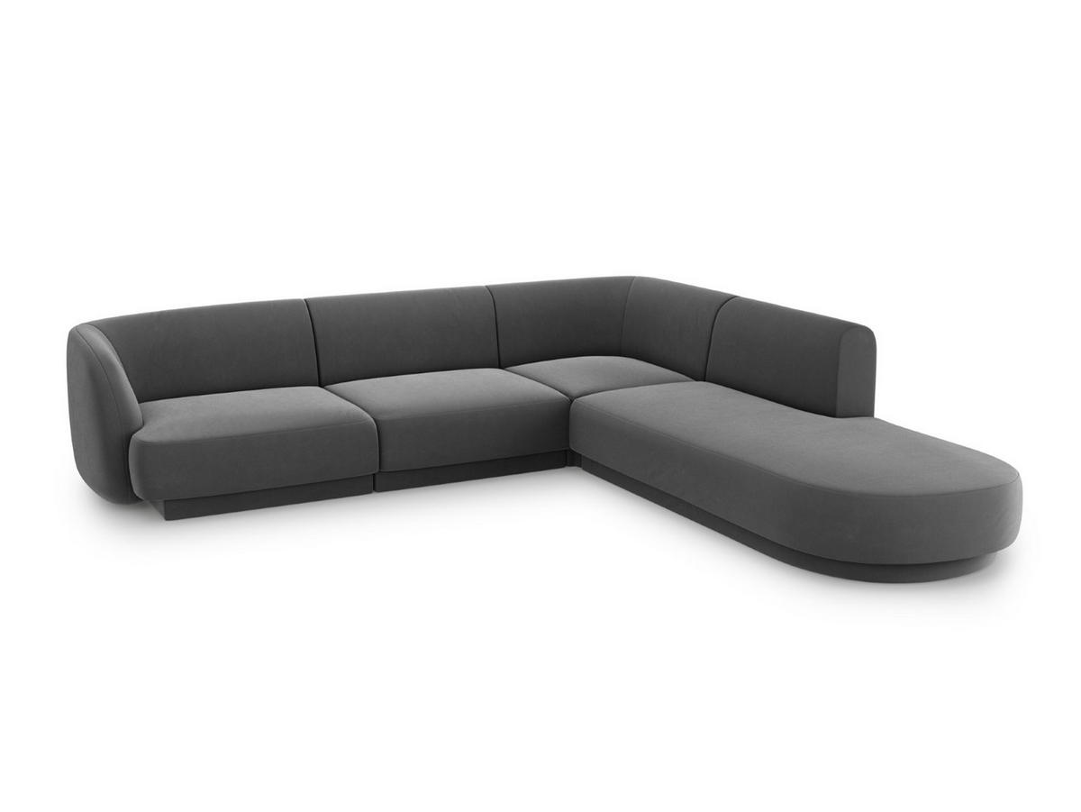 ECKSOFA rechts Miley aus Samt grau 6 Sitzplätze - Grau, Textil (248/255cm) - Micadoni