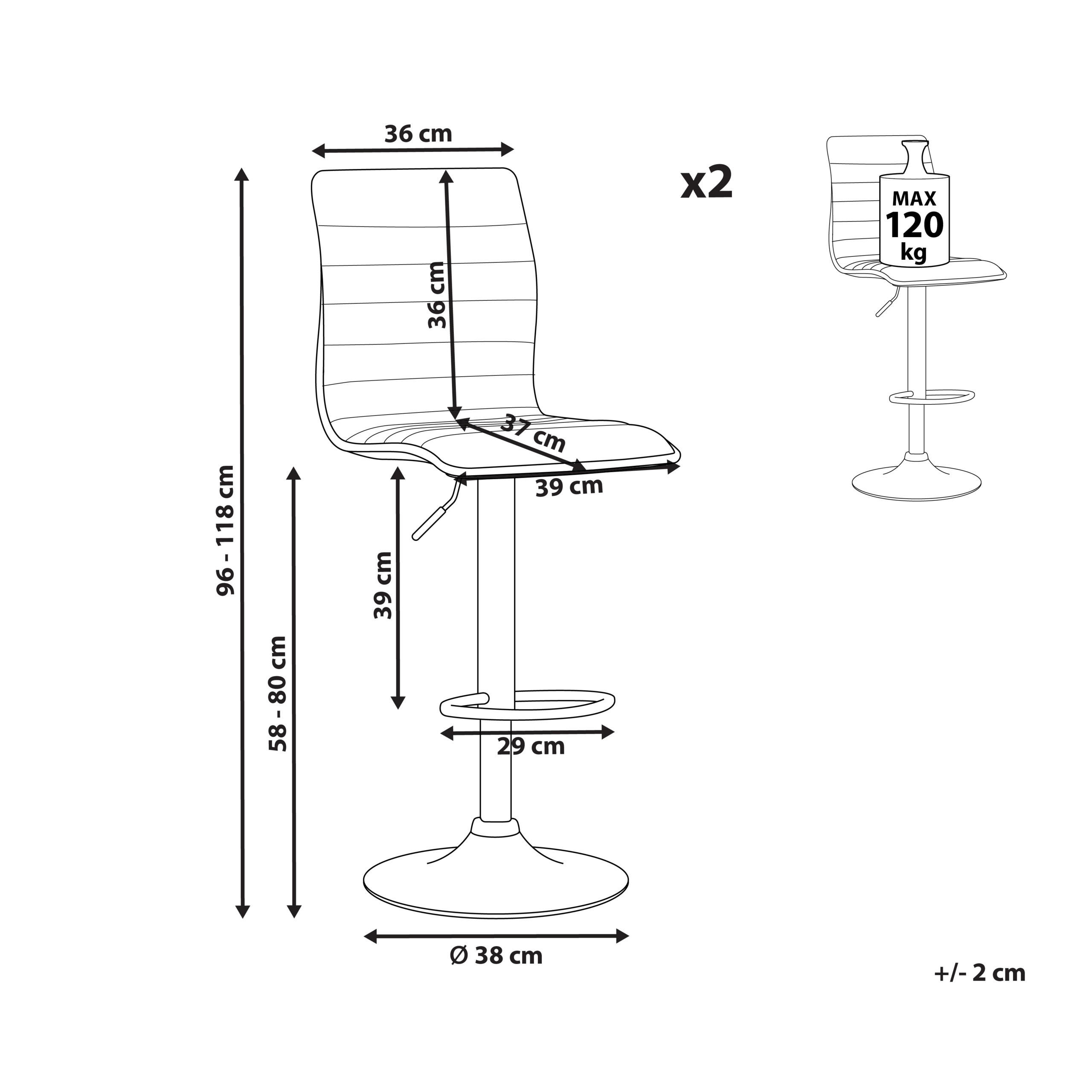 Thumbnail - Beliani Barhocker, Beige, Schwarz, Kunststoff, 39x49 cm, Esszimmer, Barmöbel, Barhocker