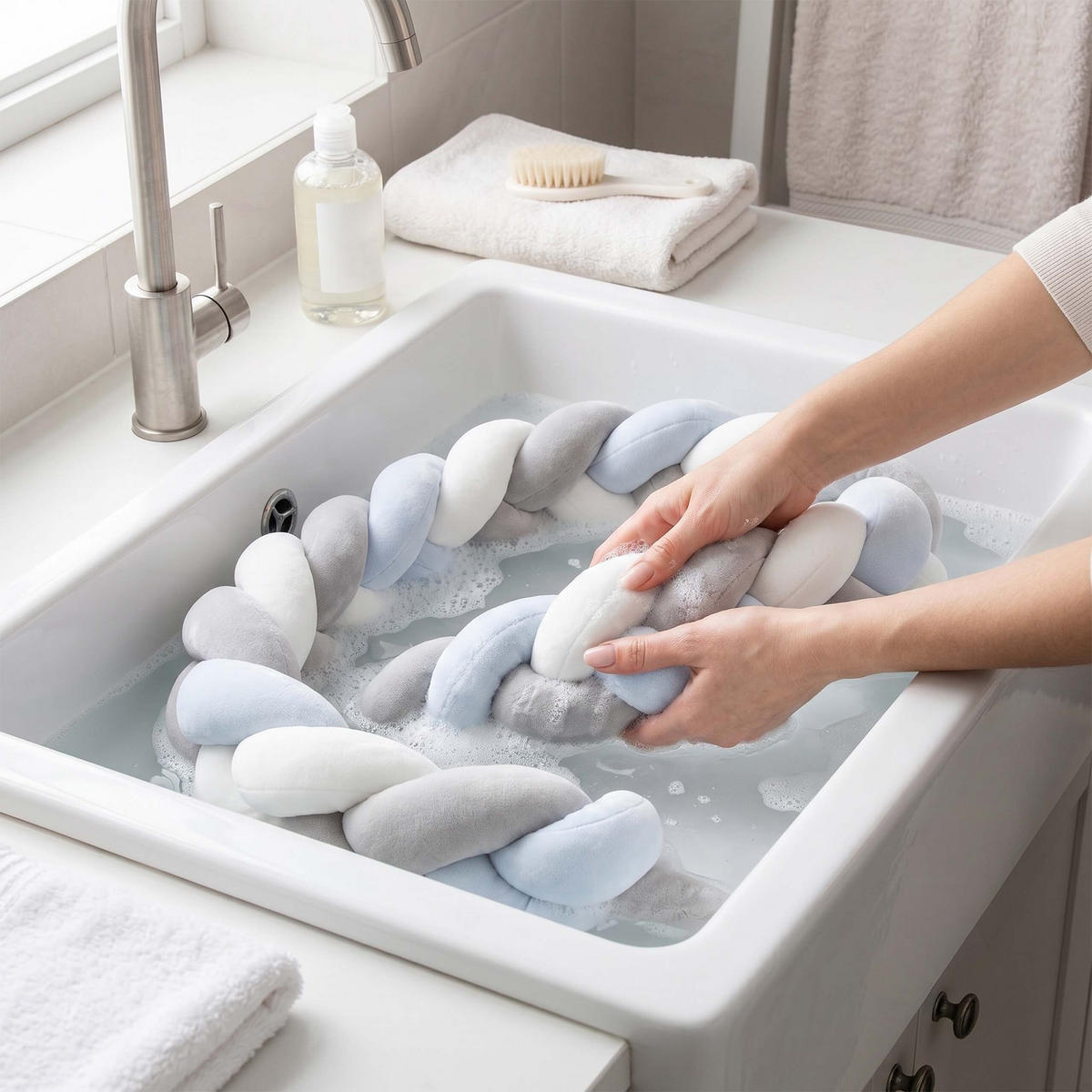 MANTINEL Sivý pletený 220 cm - sivá, textil/plast (10/220cm) - Relaxdays