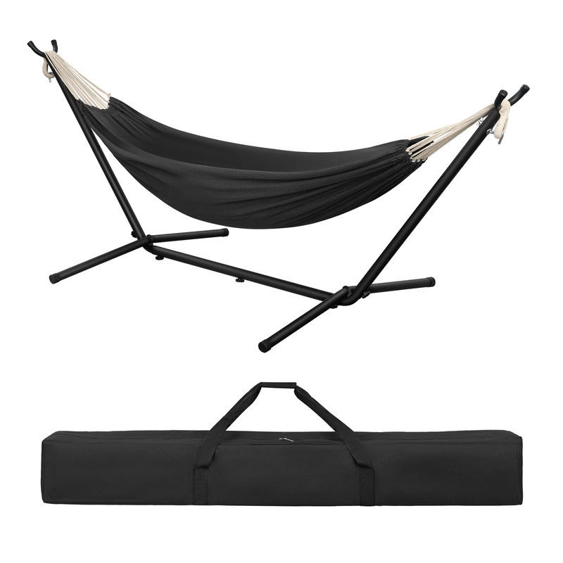 DOPPEL-HÄNGEMATTE mit Gestell – 250 kg, 2 Personen - Grau, Metall (106/100/280cm) - Auledio