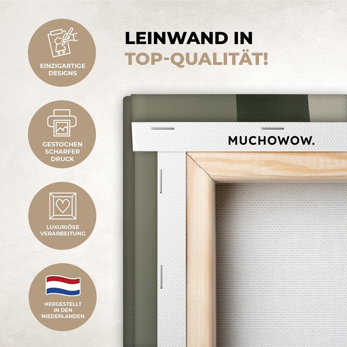 LEINWANDBILD Japandi - Grün - Abstrakt - Modern 40x30 cm - Salbeigrün, Textil (40/30cm) - MuchoWow