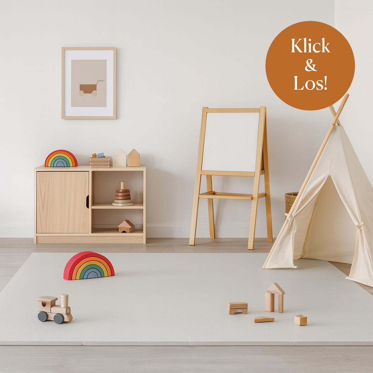 SPIELMATTE Classic Stone grau 131x131 - Grau, Kunststoff (131/131cm)