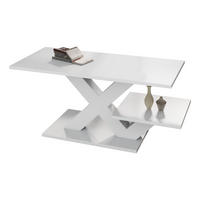 COUCHTISCH mit doppelter Arbeitsplatte und X-förmigen Tischbeinen MDF Weiß 100/48/45 cm - Weiß, Holzwerkstoff (100/48/45cm) - EVRYAE