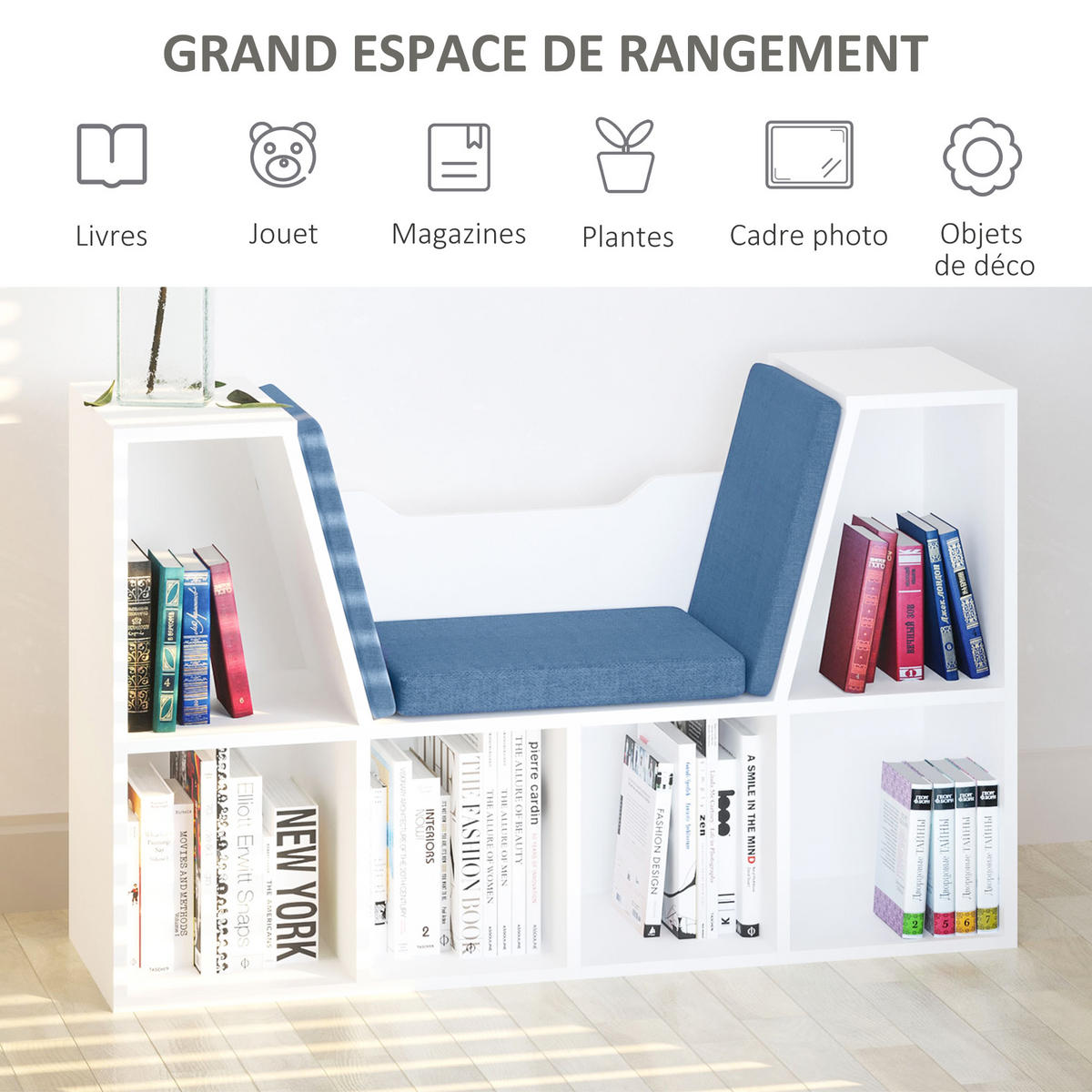 KINDERREGA DE-15457 102/30/61 cm, 6 Fächer Blau - Blau, Holzwerkstoff (102/61/30cm) - ComfortXL