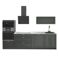 KÜCHENZEILE Fame-Line, Grün-Gold Landhaus/Anthrazit, 280 cm, AP Marmor - Anthrazit/Grün, Holzwerkstoff (280/153.6/60cm) - Vicco