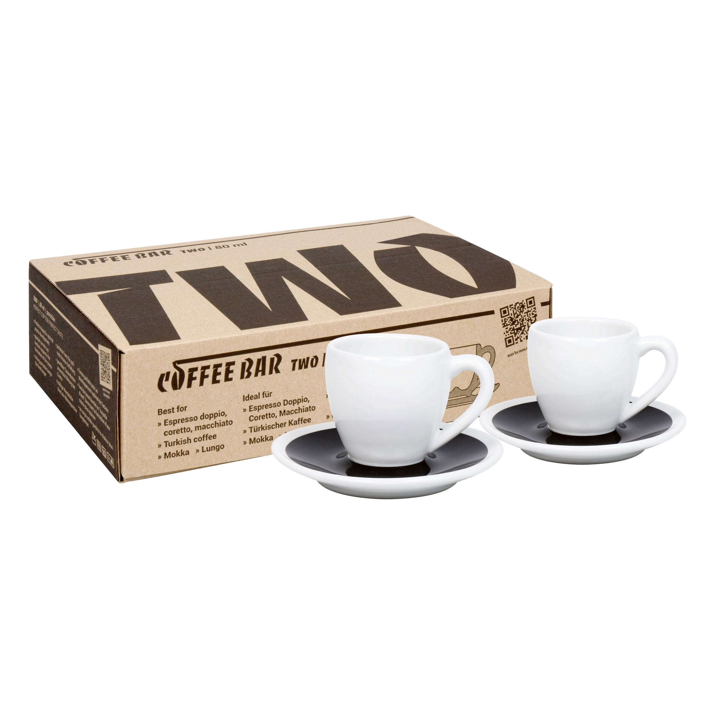 ESPRESSOTASSEN 2er Set Coffee Bar Two - Black & White - Naturfarben, Keramik (0.08L) - Könitz