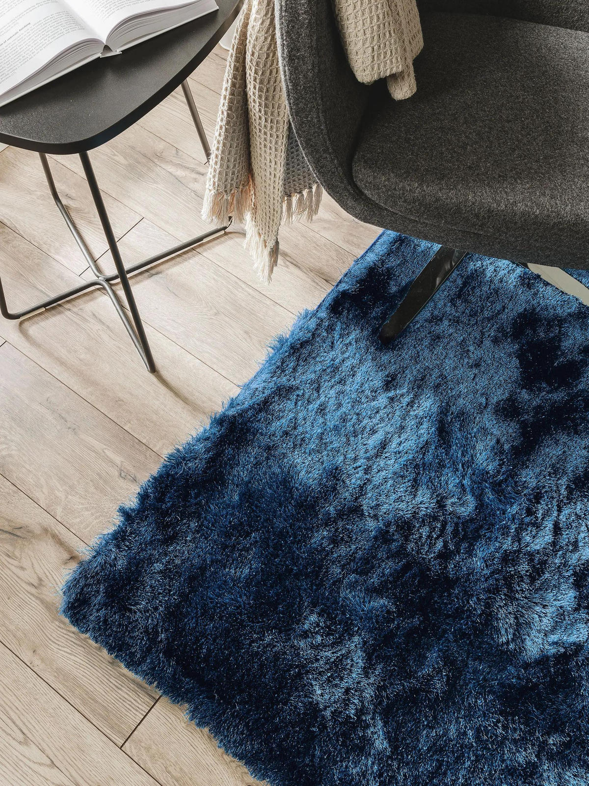 HOCHFLORTEPPICH Whisper Blau 200x200 cm - Blau, Textil (200/200cm) - benuta Nest