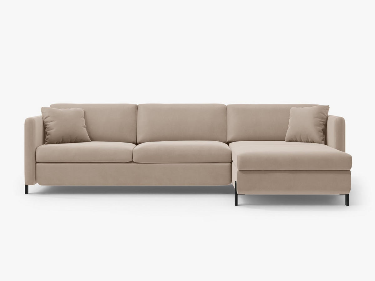 ECKSOFA ausklappbar rechts Gloria aus Samt beige 4 Sitzplätze - Beige, Textil (260/170cm) - Micadoni