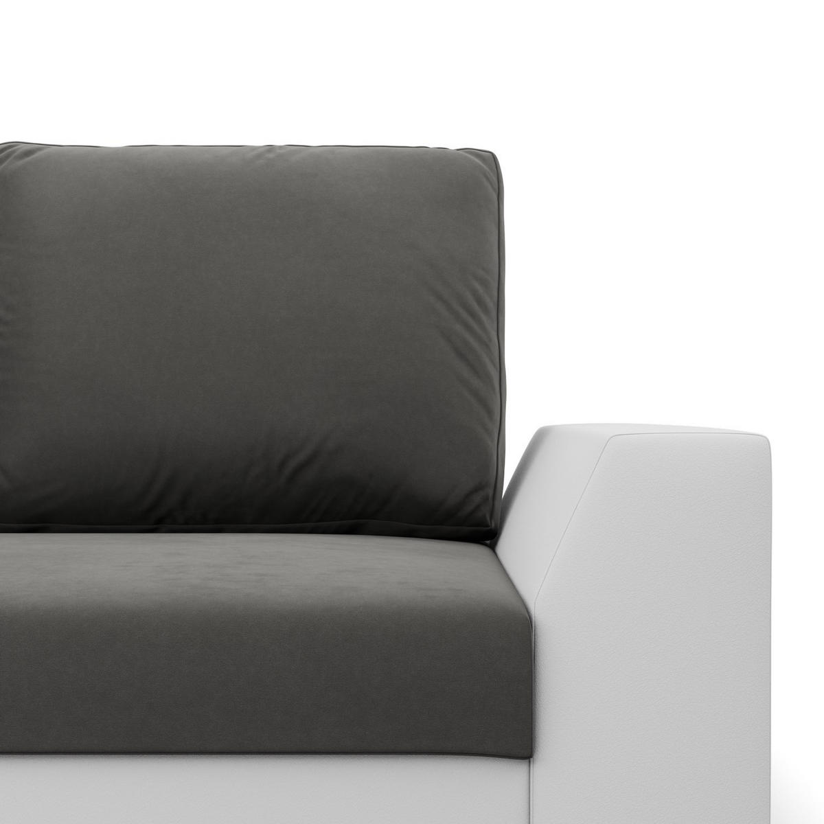 SOFA 3-SITZER MIT SCHLAFFUNKTION LUGO Grau/Weiß - Weiß/Grau, Textil (92/92/232cm) - Mebligo