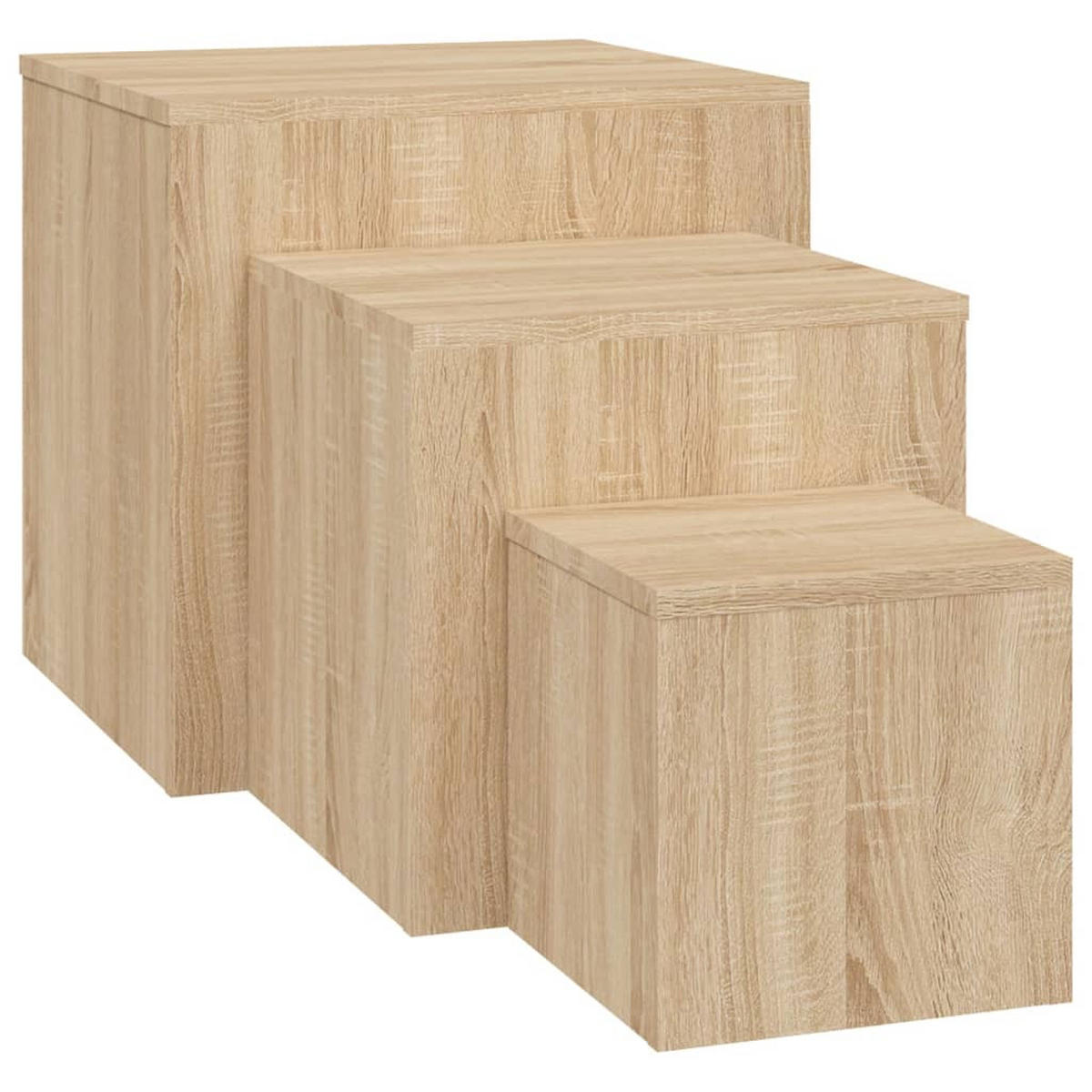 BEISTELLTISCHE 3 Stk. Sonoma-Eiche Holzwerkstoff - Braun, Holzwerkstoff (45/45/45cm) - furnicato
