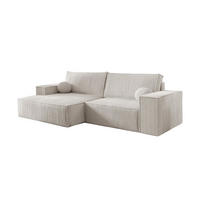 ECKSOFA NEPTUN 255/148 in Cord Creme links - Creme, Holz/Holzwerkstoff (255/148cm) - Deine Möbel 24