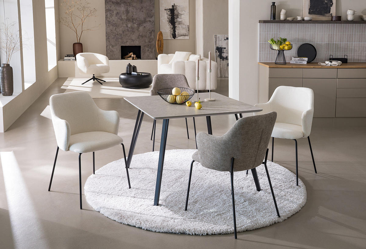 ESSTISCH - MDF / Eisen - Schwarz/Grau, Holzwerkstoff/Metall (100/100/75cm) - home24
