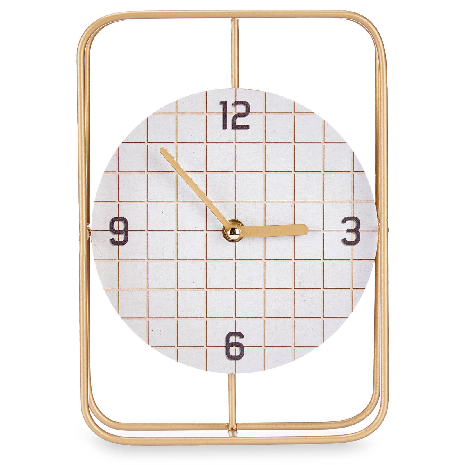 UHR Kommode kariertes Zifferblatt goldene Zeiger 18,5/25,5 cm - Goldfarben, Holzwerkstoff (18.5/25.5/6cm) - Giftdecor