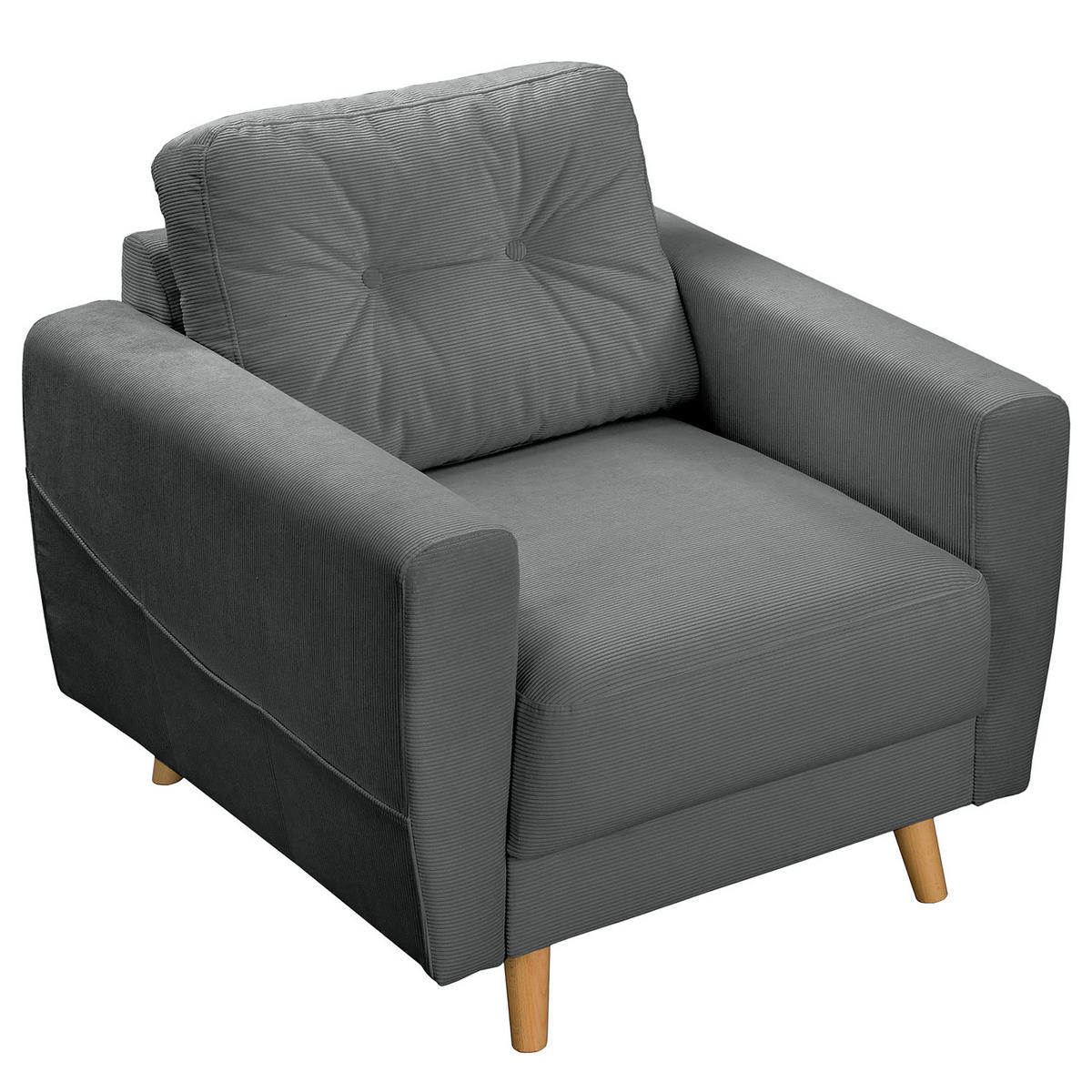 SESSEL - Anthrazit/Braun, Holz/Textil (80/90/87cm) - home24