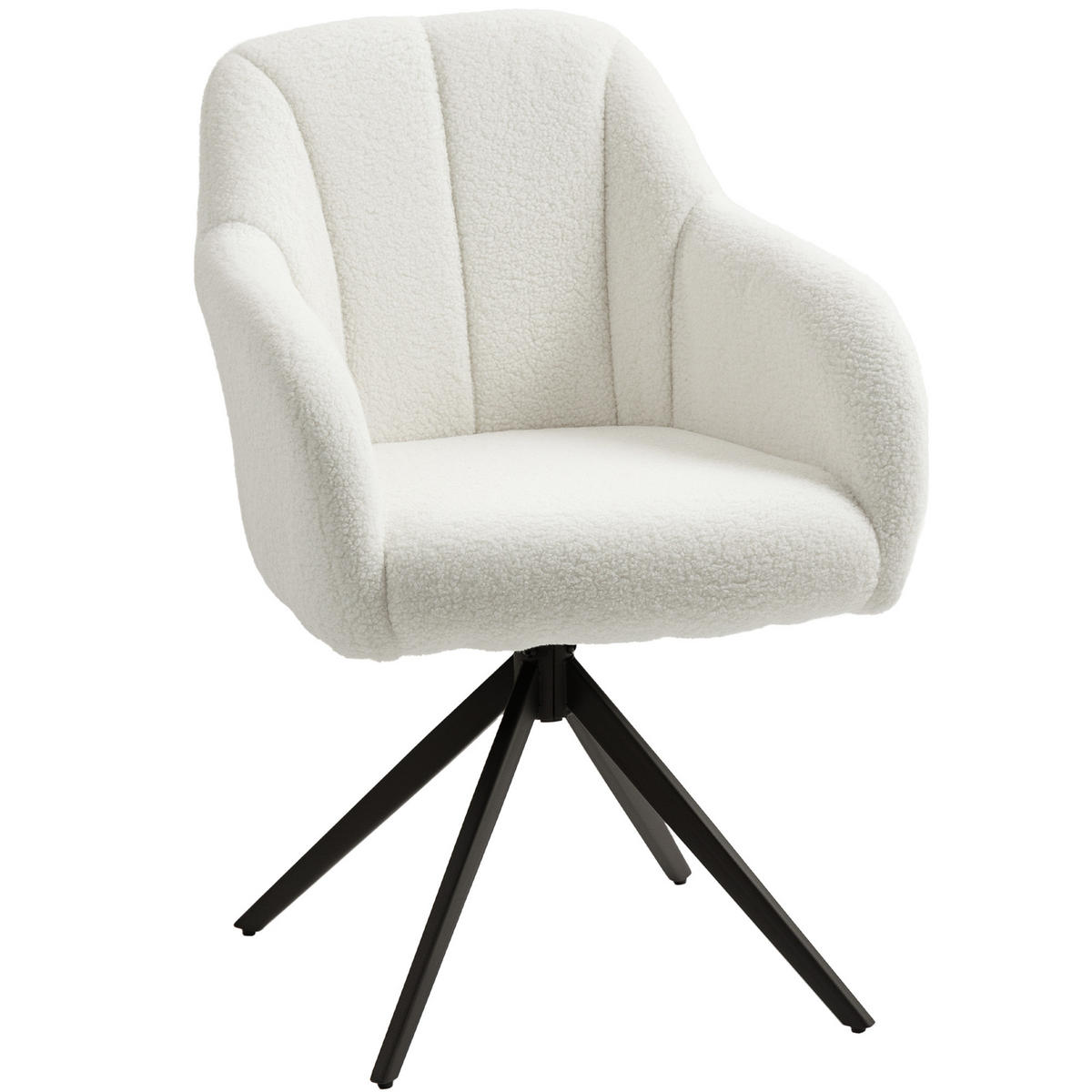DREHSESSEL DE-13312 gepolstert & Teddy-Stoff Weiß - Weiß, Metall (63/86/56cm) - ComfortXL
