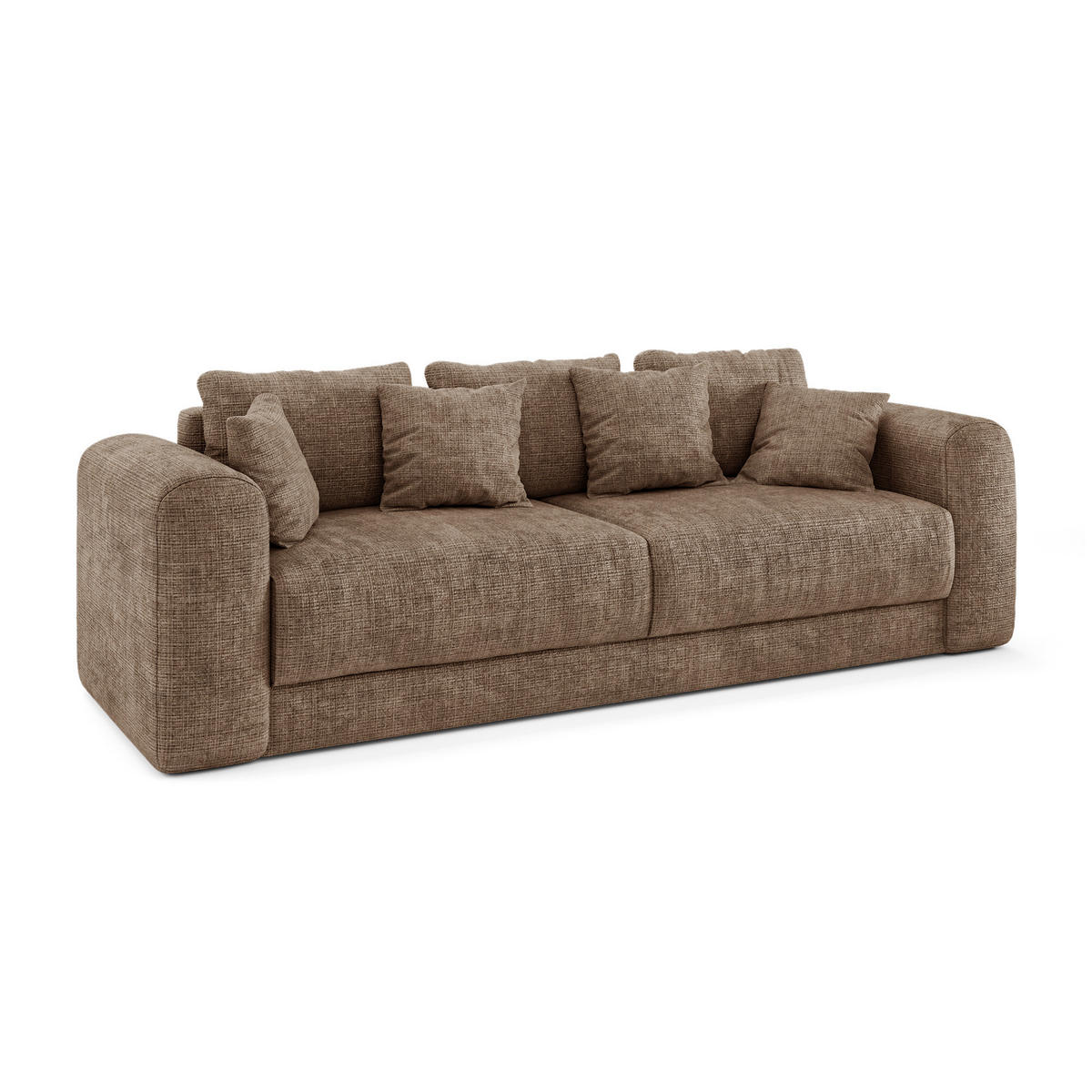 SCHLAFSOFA mit Stauraum in Nussbaum RIO Geprägter Samt Taupe 250cm - Taupe, Textil (250/90/95cm) - Sia Home