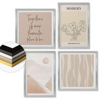 WANDBILDER 4er Set - 50x50 cm & 40x60 cm Silberner Rahmen - Abstrakte Formen und Farben - Silberfarben, Kunststoff (50/50cm) - ArtPrintCave