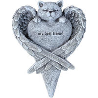 STEINFIGUR Katze Gedenkstein "Best Friend", Steinguss, frostfest - Grau, Stein (17/5/23cm) - stoneandstyle