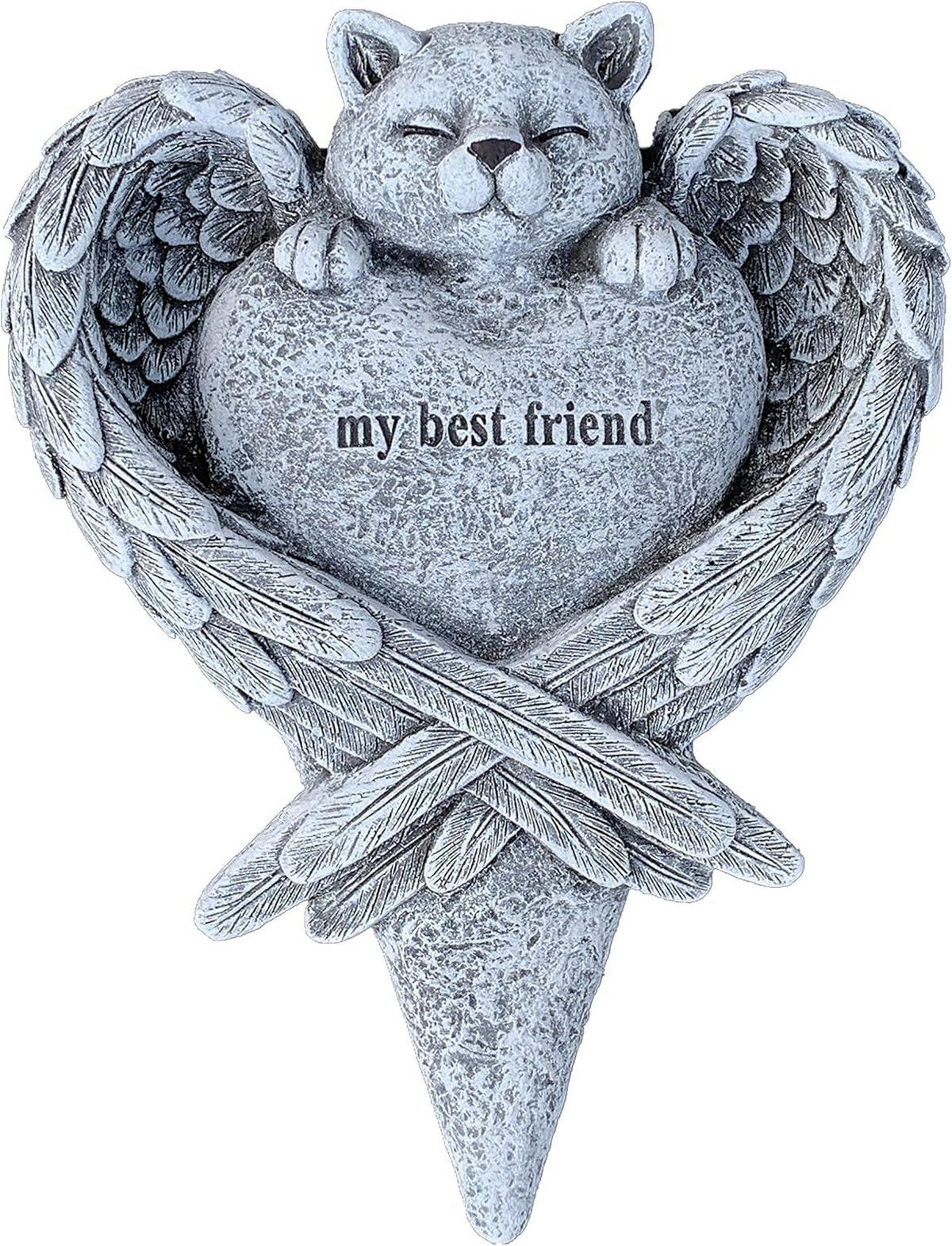 STEINFIGUR Katze Gedenkstein "Best Friend", Steinguss, frostfest - Grau, Stein (17/5/23cm) - stoneandstyle