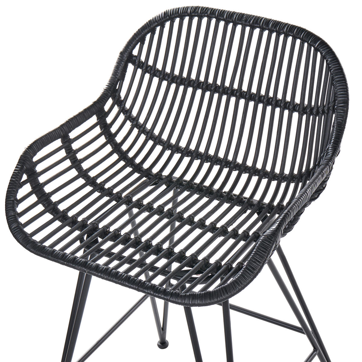 BARSTUHL 2er-Set Rattan Schwarz Terrell - Schwarz, Naturmaterialien (54/94/57cm) - Beliani