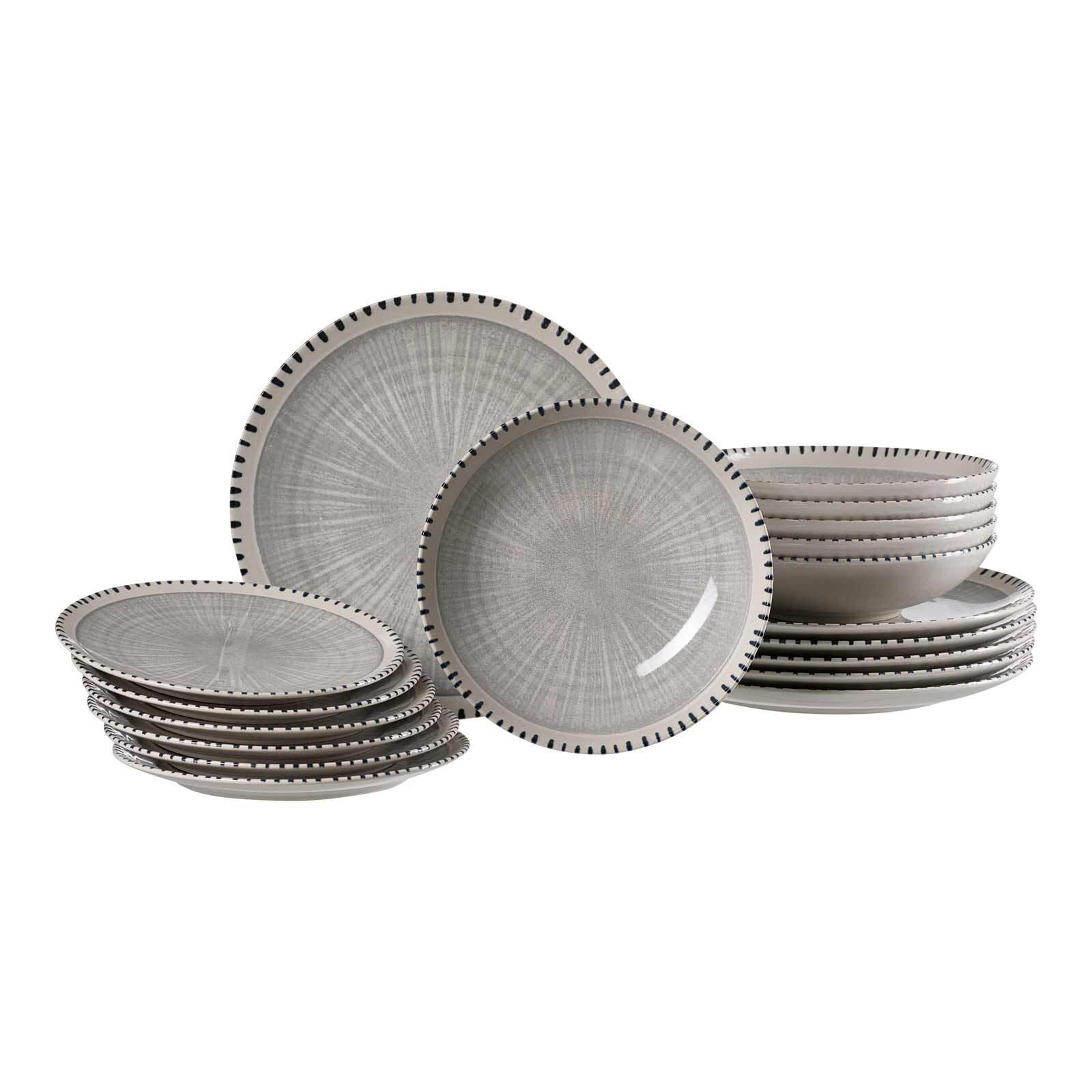 TELLERSET Natura Grau 18er Set - Grau, Keramik (2/2/2cm) - Ritzenhoff Breker