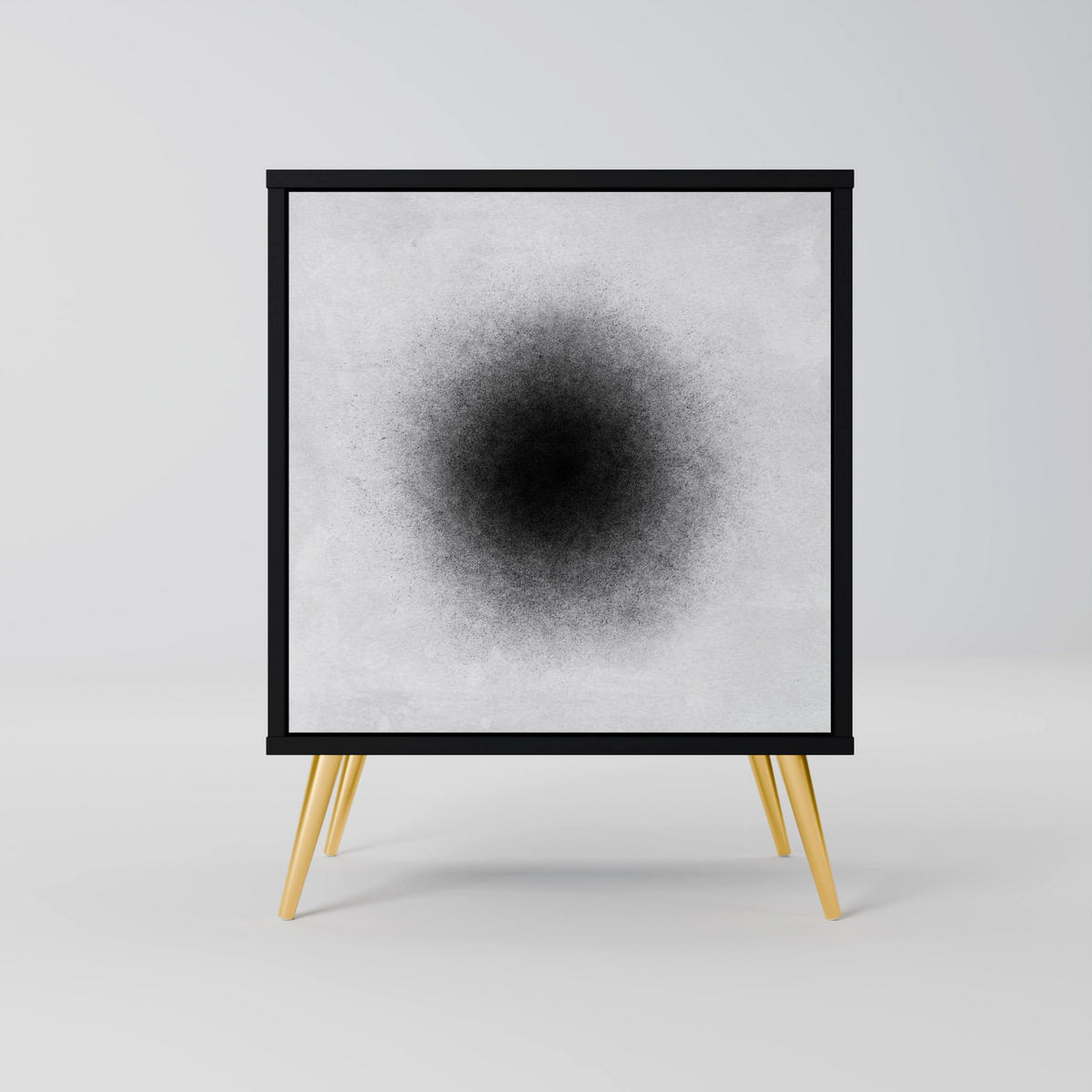 SIDEBOARD BLACK HOLE, Schwarz, 57,5x42x70,5 cm, Schwarze Metall-Sternfüße - Multicolor/Schwarz, Holzwerkstoff/Metall (57.5/70.5/42cm) - SpaceRebels