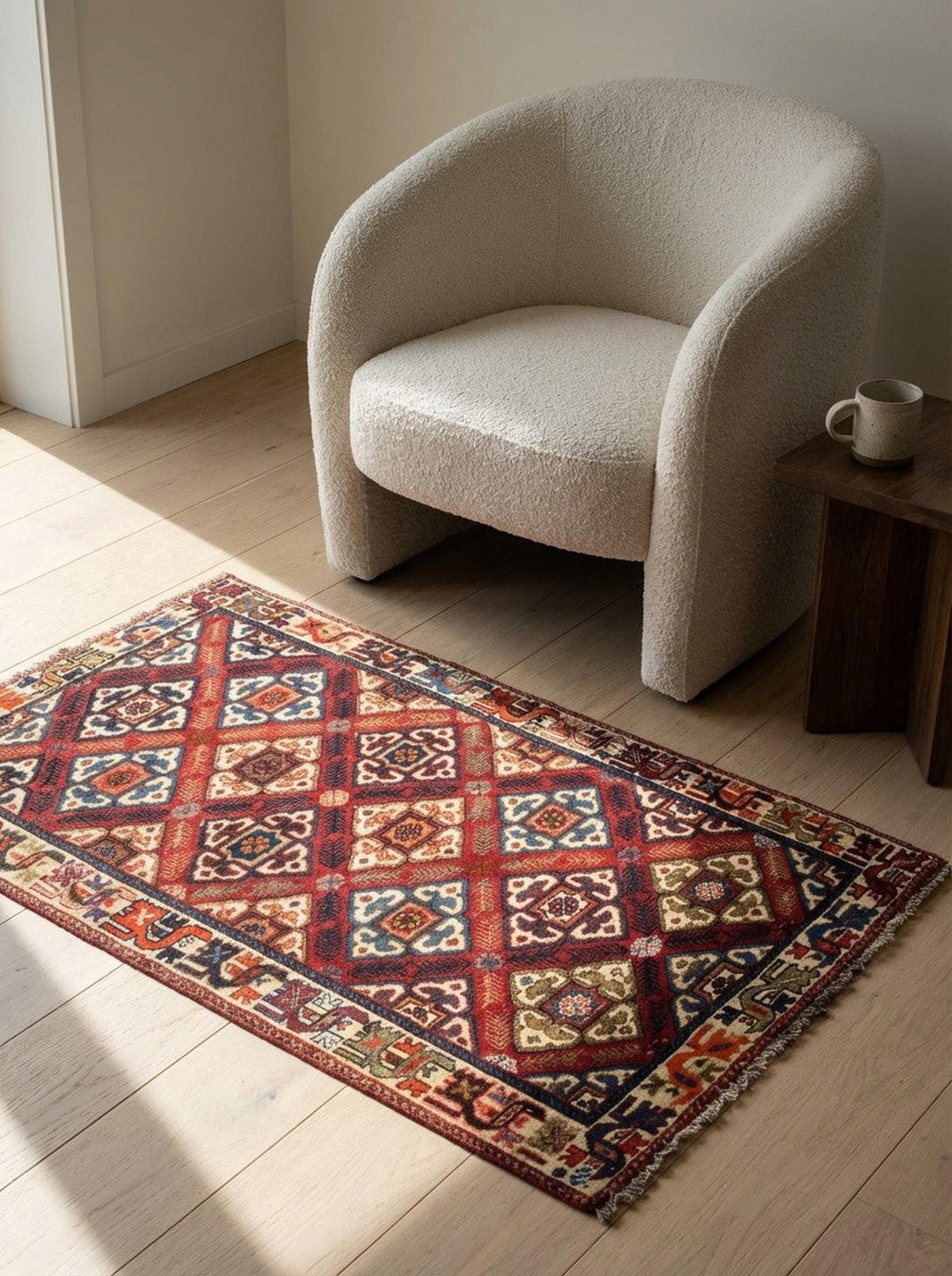 TEPPICH Gashgai Rot 163/95 cm Schurwolle - Rot, Textil (95/163cm) - Looma