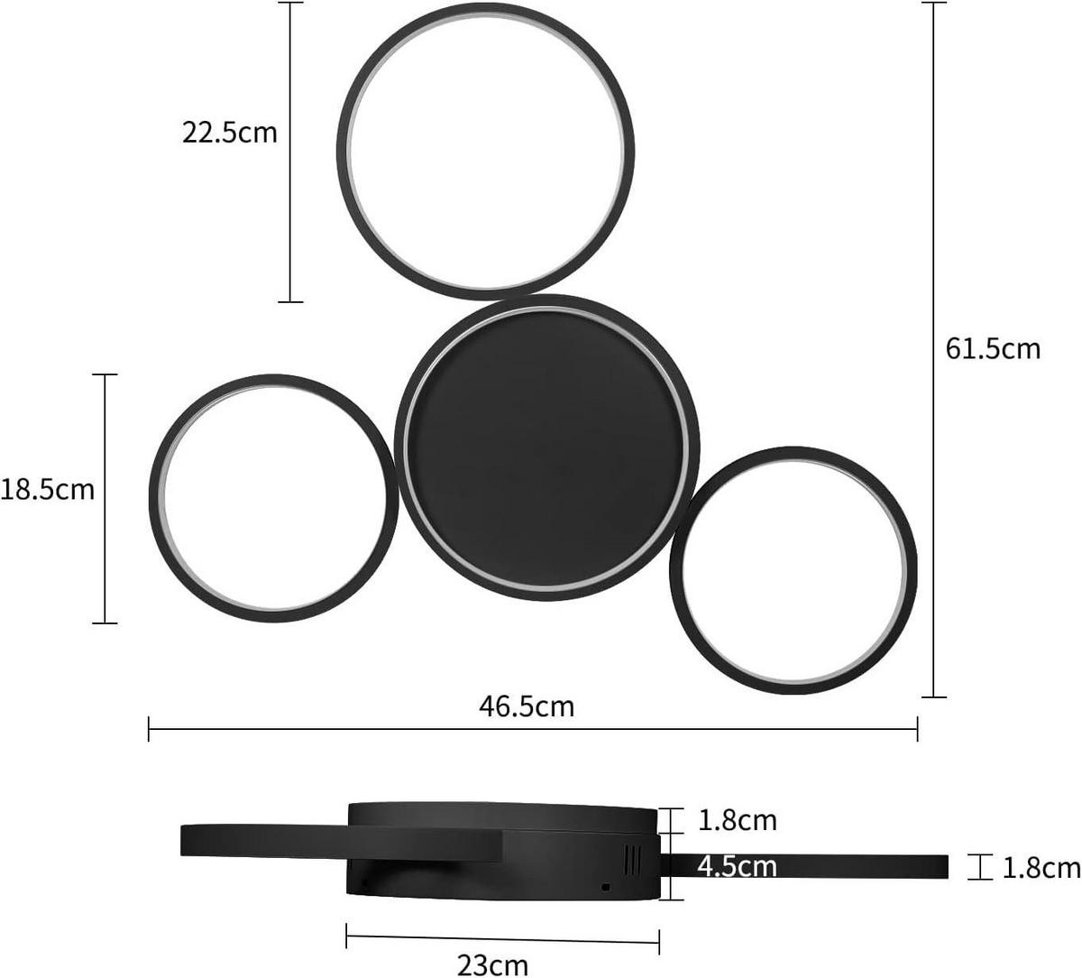LED-DECKENLEUCHTE Carina 61.5/46.5/6 cm - Schwarz, Metall (61.5/46.5/6cm) - Nettlife