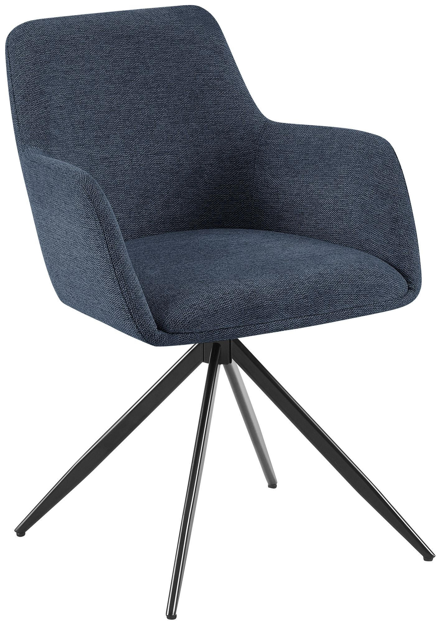 ARMLEHNENSTUHL Stoff Blau - Blau/Schwarz, Textil/Metall (56/81/62cm) - CLP