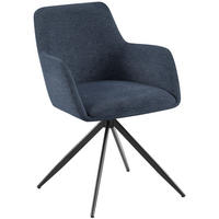 ARMLEHNENSTUHL Stoff Blau - Blau/Schwarz, Textil/Metall (56/81/62cm) - CLP