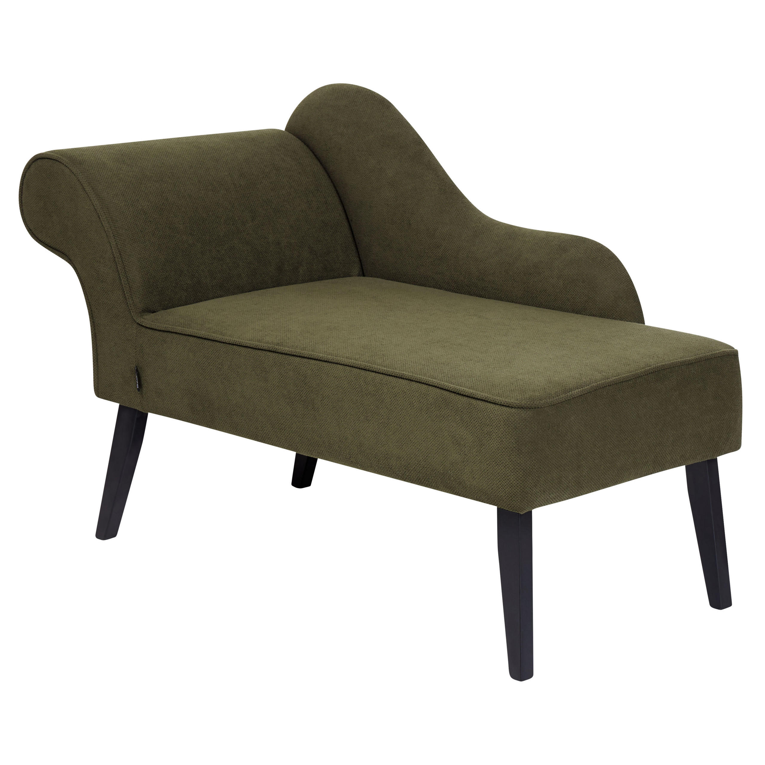 CHAISELONGUE olivgrün linksseitig Biarritz - Schwarz/Grün, Textil (118/77/60cm) - Beliani