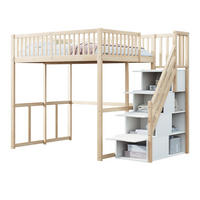 HOCHBETT 140/200 cm in Natur mit Stauraumtreppe und Sicherheitsumrandung - Naturfarben, Holz/Holzwerkstoff (140/200cm) - CHICFURN