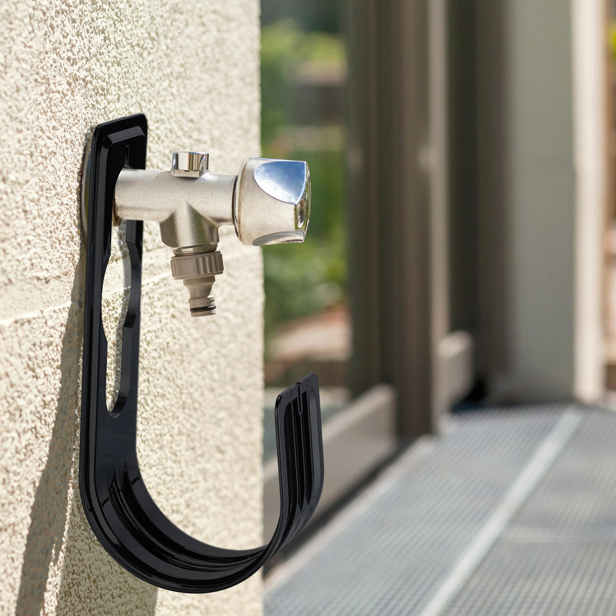 4xSCHLAUCHHALTER - Schwarz, Kunststoff (7.5/22/10cm) - Relaxdays