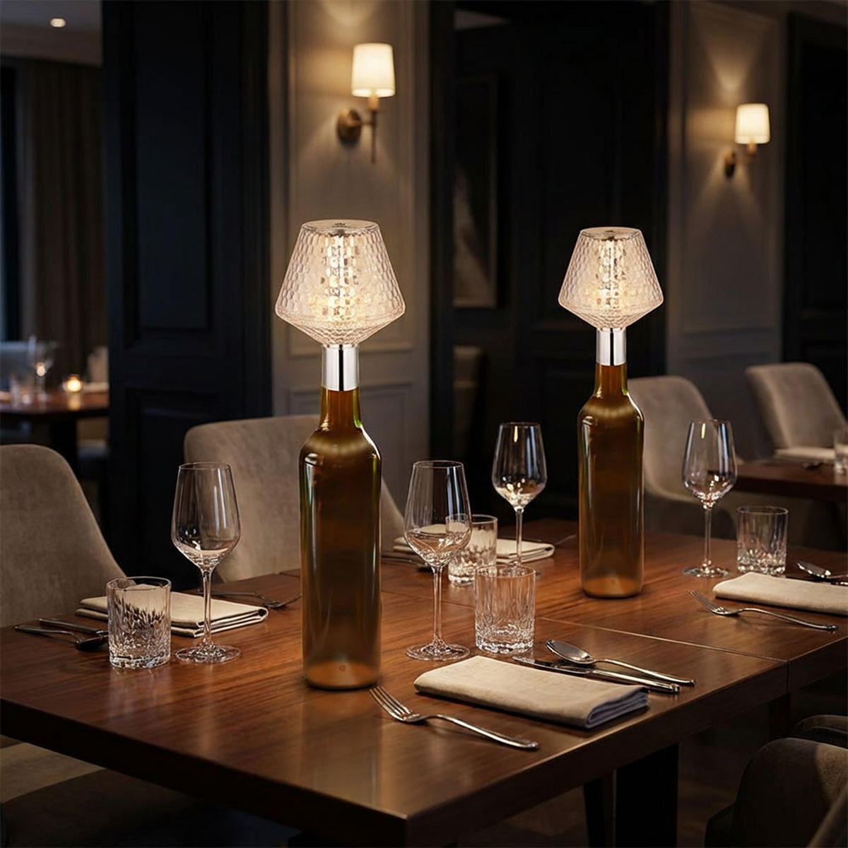 2X LED TISCHLEUCHTE Kristalloptik Klar - Klar, Kunststoff (12/12/15.5cm) - Globo Lighting