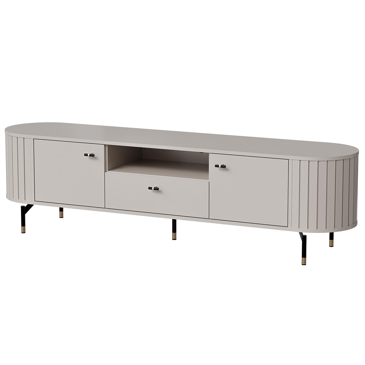 LOWBOARD Zalia mit 2 Türen und Schublade, 180 cm, im Retro-Stil, Kaschmir - Kaschmir, Holzwerkstoff (180/49/40cm) - Beautysofa