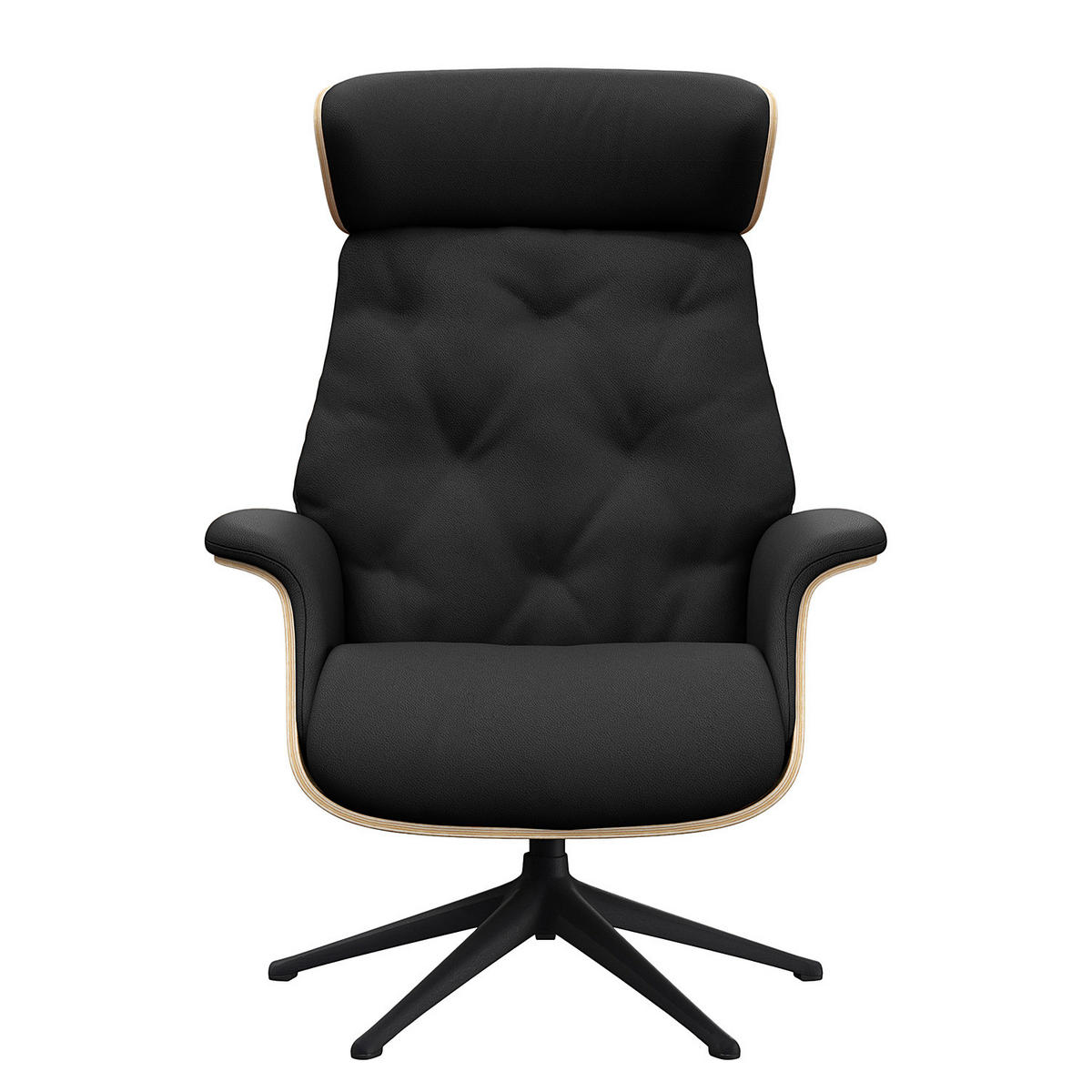 RELAXSESSEL - Echtleder - Schwarz, Leder/Metall (83/118/83cm) - home24