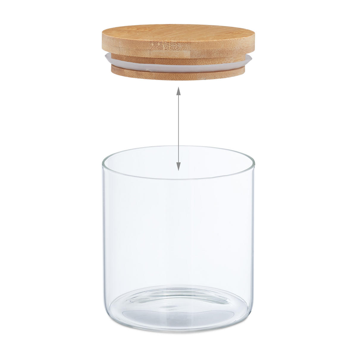 9xVORRATSGLAS - Transparent, Glas/Holz (10/10.5/10cm) - Relaxdays