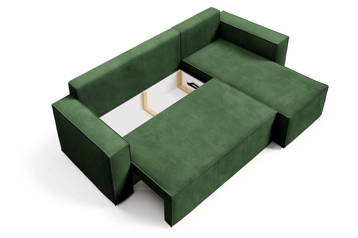 ECKSOFA Roda Grün, Cord-Ecksofa mit Schlaffunktion - Grün, Holzwerkstoff/Textil (248/150cm) - Bettso