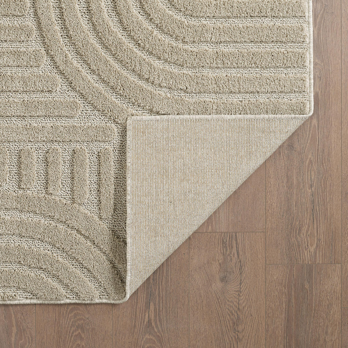TEPPICH Hochflor Skandi-Boho Muster Polypropylen Wohnzimmer Beige Rund 120x120 - Beige, Textil (120/120cm) - KADIMA DESIGN
