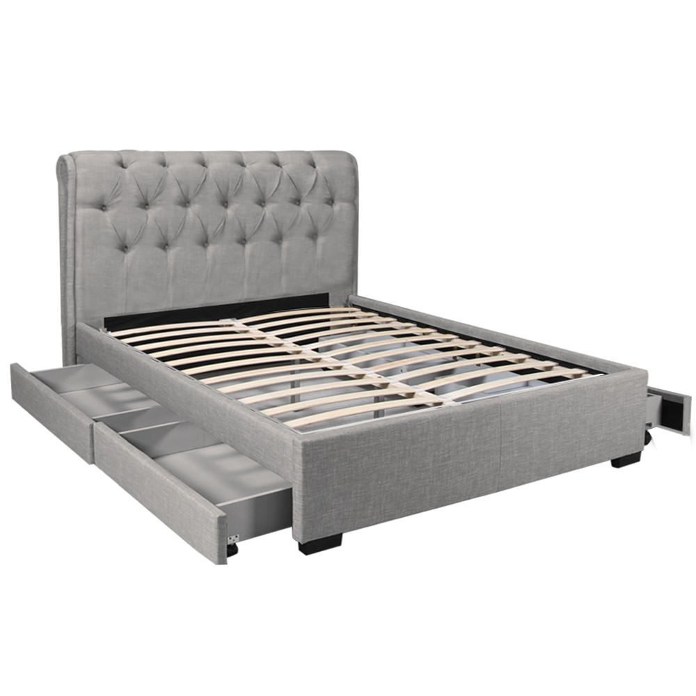POLSTERBETT CHELSEA mit Schubladen/ Bett 160x200 - Hellgrau - Hellgrau, Holzwerkstoff (160/200cm) - Weber Industries