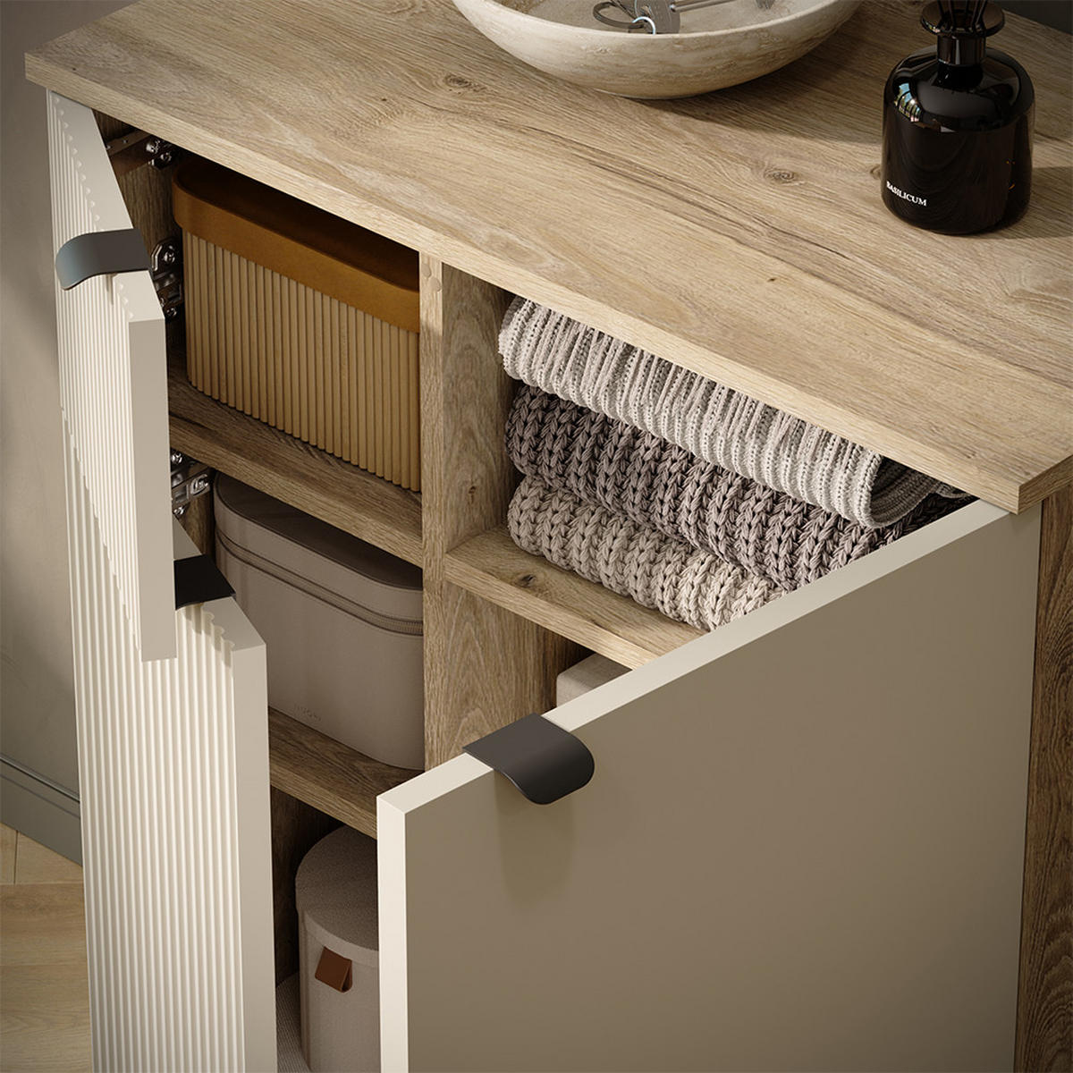 GARDEROBE Puerto, Eiche/Cashmere, 2-er Set - Kaschmir/Eichefarben, Holzwerkstoff (69/95/40cm) - Vicco