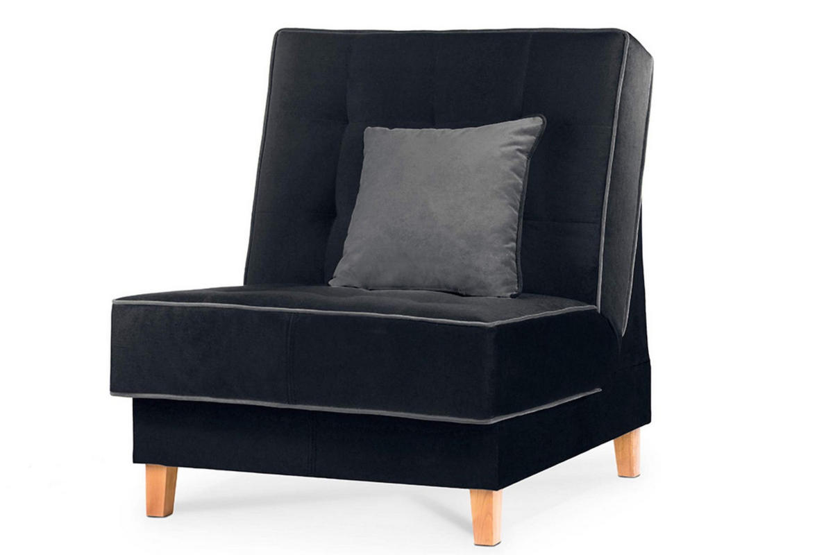 KLAPPSESSEL DOZER einem kleinen Bettkasten, Schwarz - Schwarz, Textil (80/94/93cm) - KONSIMO®