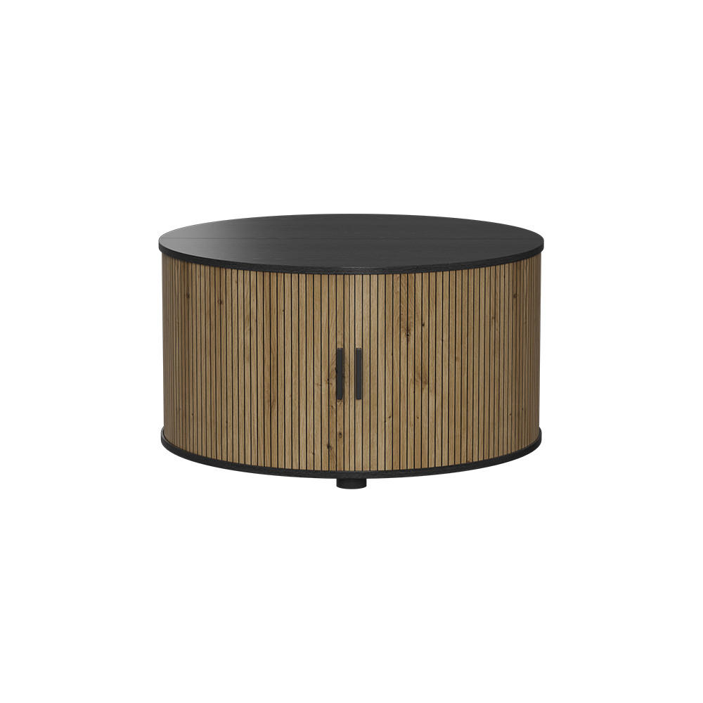 COUCHTISCH Selva Eiche/Schwarz 80 x 80 cm mit Schiebetür - Eichefarben, Holzwerkstoff (80/80/45cm) - Vicco