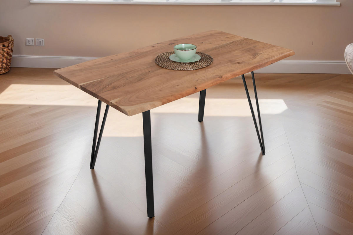 ESSTISCH CELIA - Beige/Schwarz, Holz/Metall (85/160/77cm) - SAM