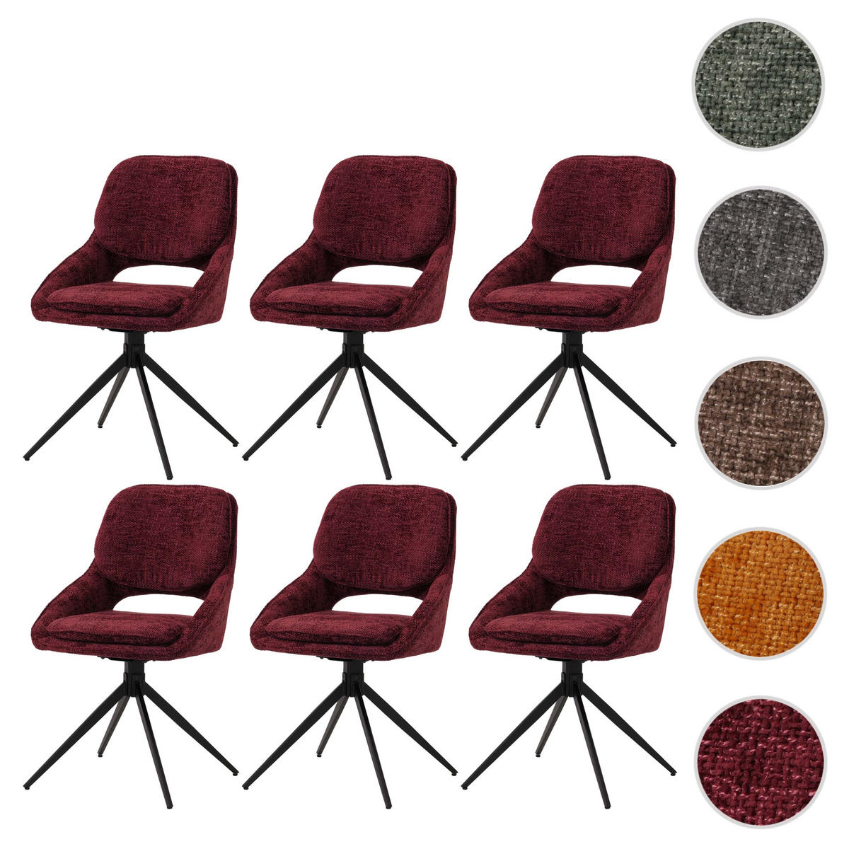 ESSZIMMERSTUHL Bordeaux 6er-Set - Bordeaux, Textil (55/87/55cm) - MCW