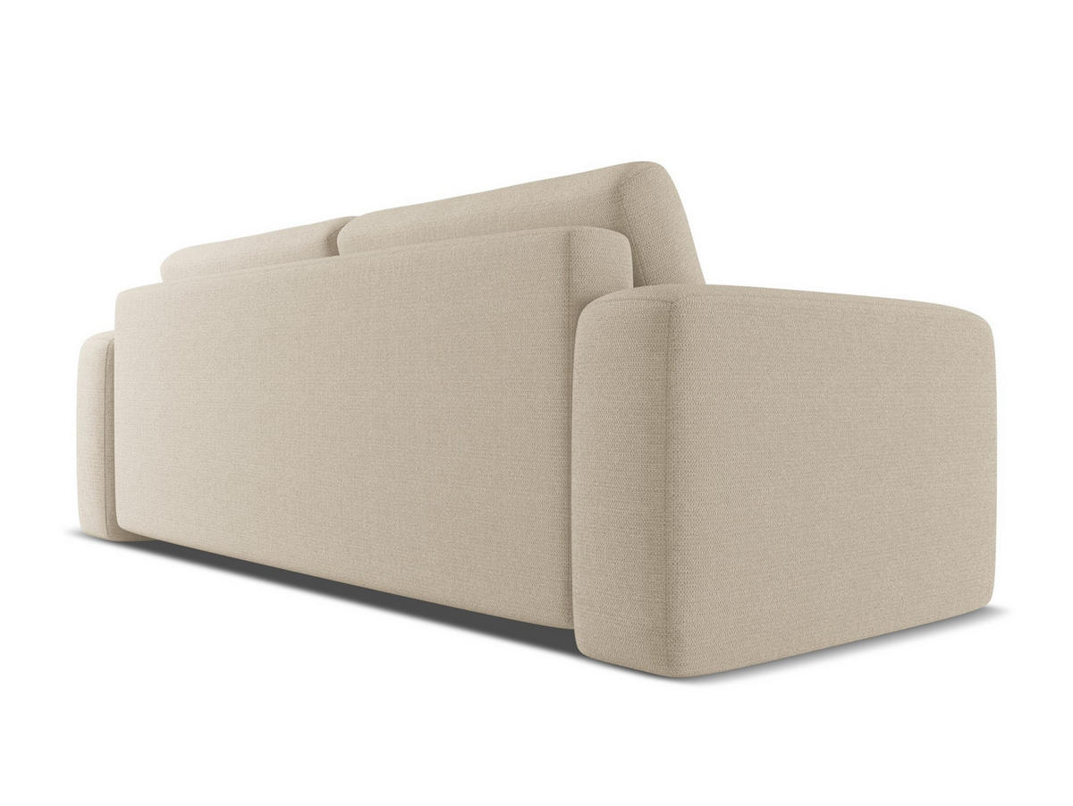 3-SITZER SOFA mit Schlaffunktion Chenille Stoff Beige - Beige/Schwarz, Kunststoff/Textil (242/91/100cm) - Makamii