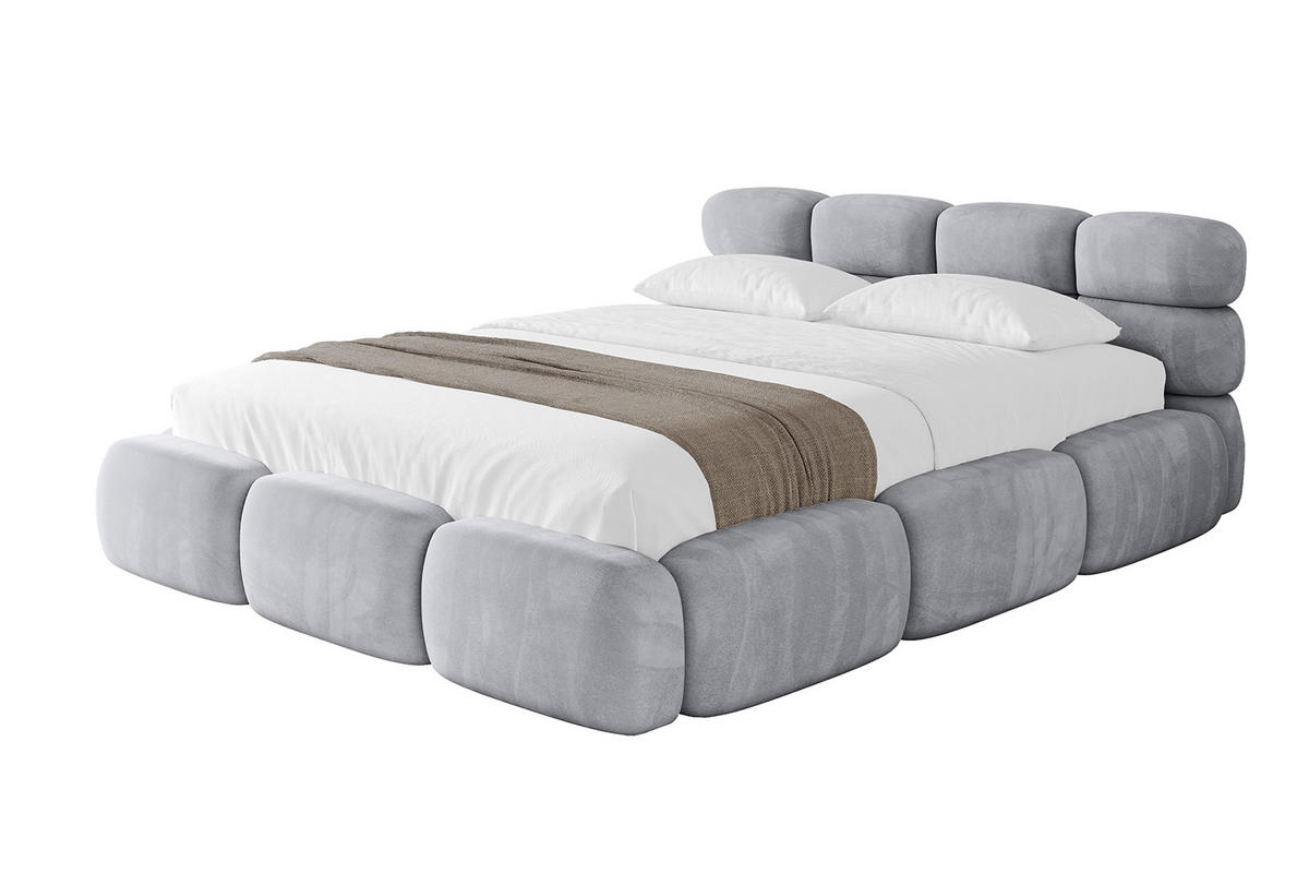 POLSTERBETT mit Bettkasten und Lattenrost, Boxbett ohne Matratze - NOMA 180x200 Hellgrau - Hellgrau, Holzwerkstoff/Textil (180/200cm) - ALTDECOR