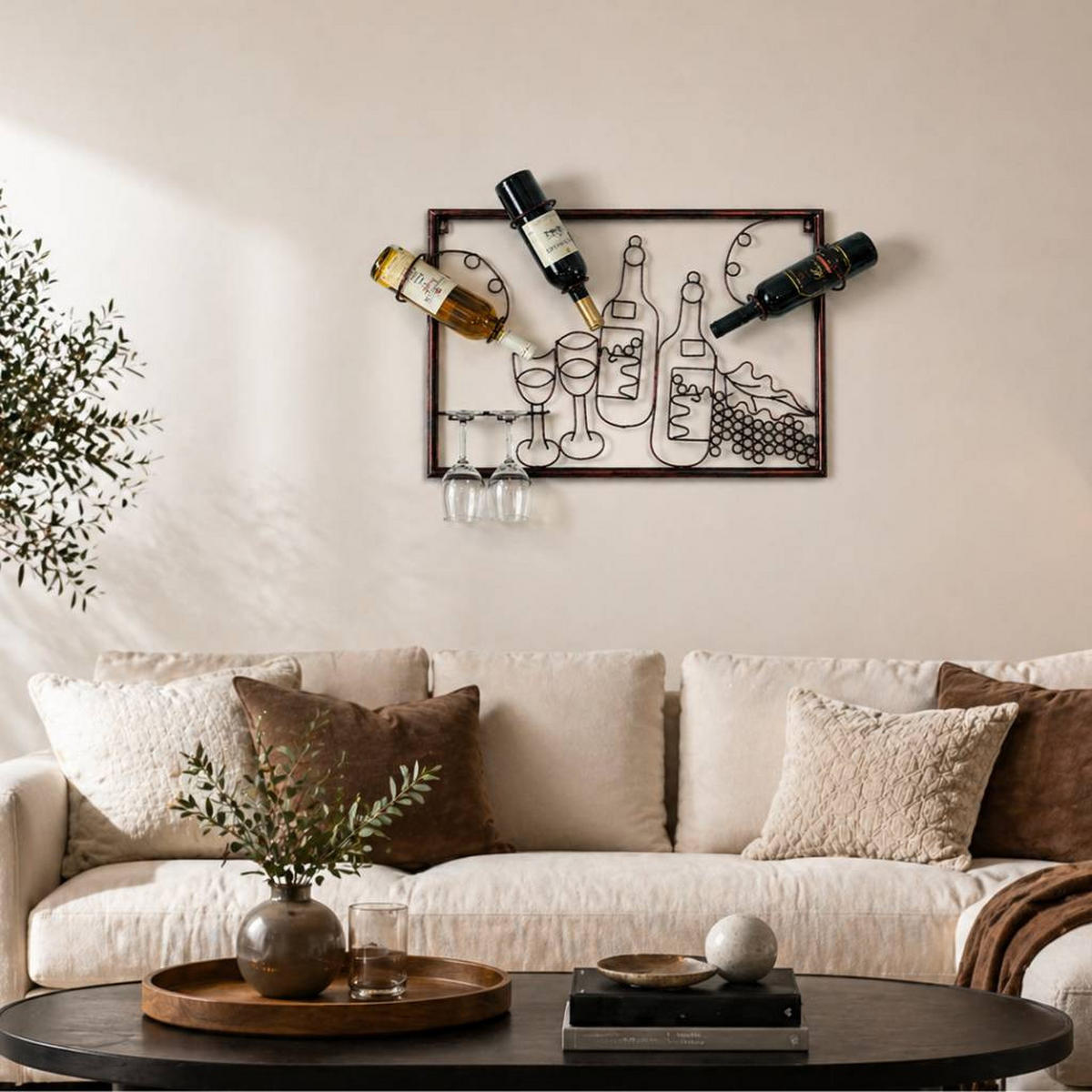 WEINREGAL für die Wand aus Metall 65 cm 91975 - Braun, Metall (64/45/10cm) - DanDiBo